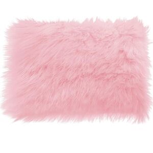 14x10 inches 2pcs Rectangle Faux Fur Plush Cushion, Area Rugs Fluffy
